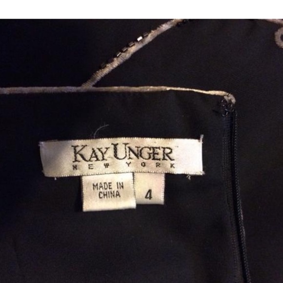 KAY UNGER Embellished Beaded Chiffon Velvet Dress - Picture 6 of 16